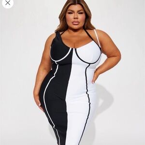 Fashion Nova Black and White Dress